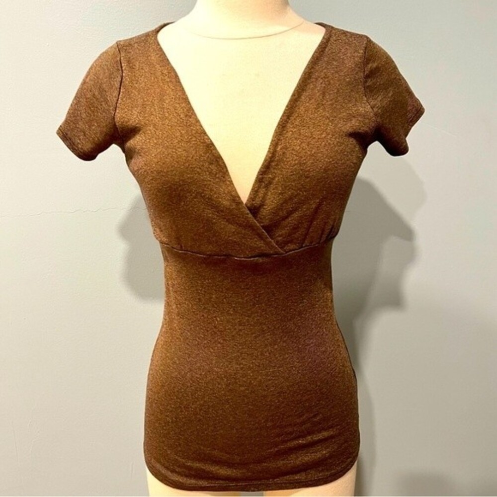 Michael Stars Metallic Bronze Wrap V Front Top One Size Fits Most